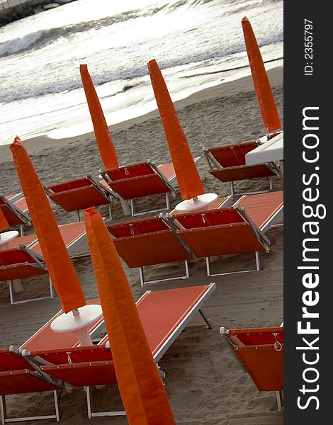 View of the beach. Italy, Ligurian Sea