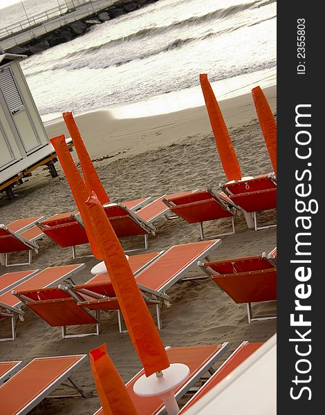 View of the beach. Italy, Ligurian Sea