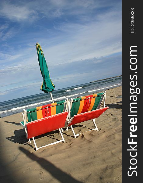 View of the beach. Italy, Ligurian Sea