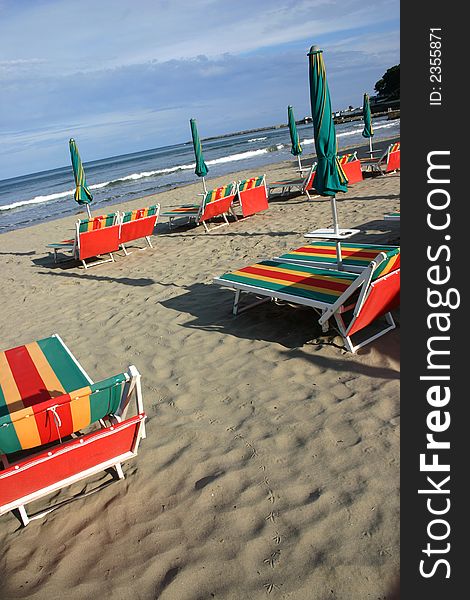 View of the beach. Italy, Ligurian Sea