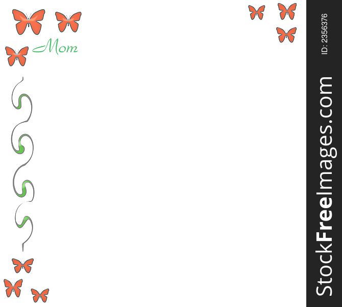 abstract pastel butterflies and vines border on white background. abstract pastel butterflies and vines border on white background