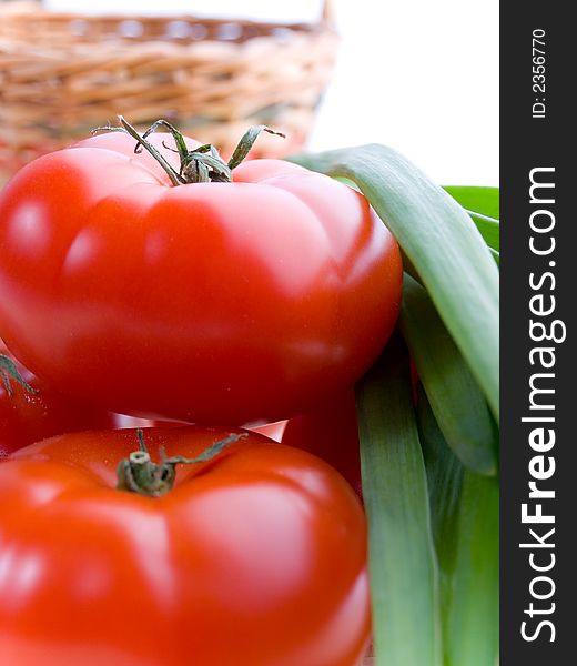 Fresh tomatoes and onion background texture