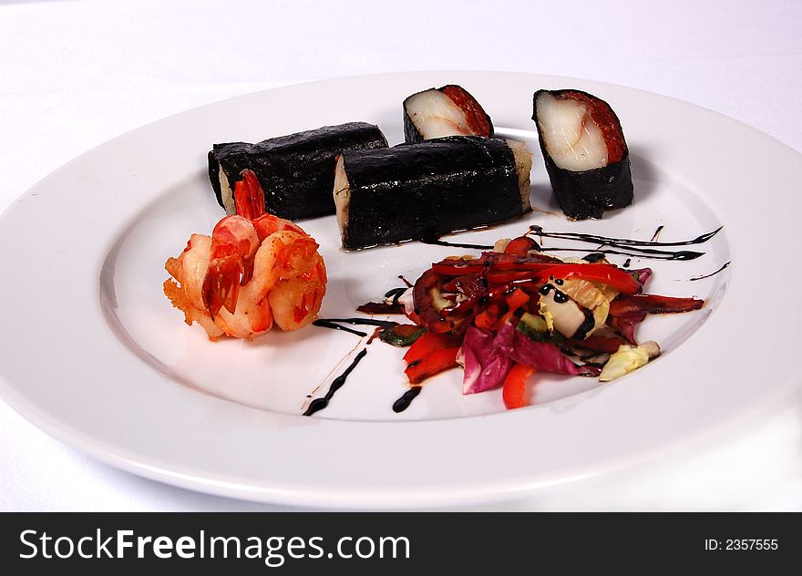 A sushi plate. Special designe for food. fish stick