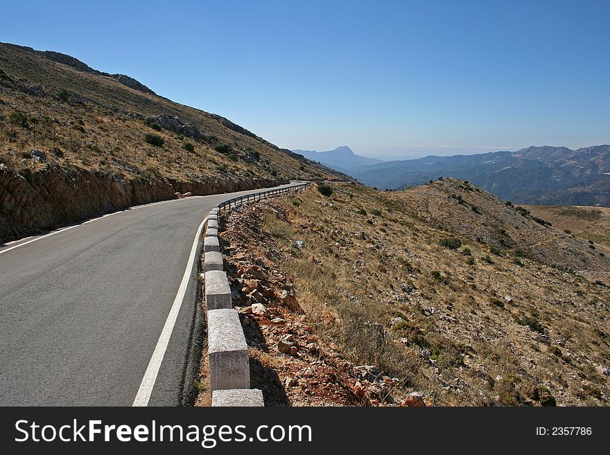 Narrow road in the mountains of Spain. Narrow road in the mountains of Spain