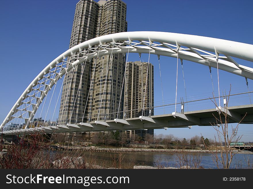 White pedestrian bridge