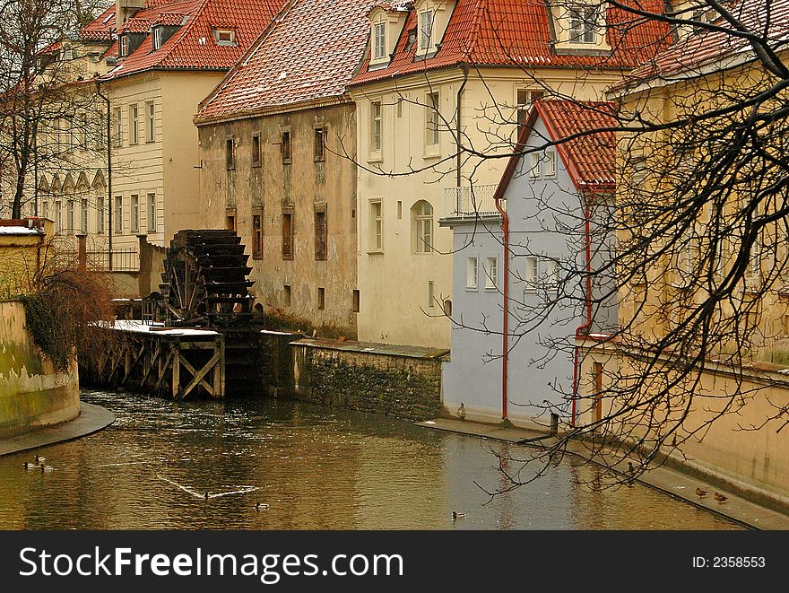 View of prague from charles bridge on vltava river