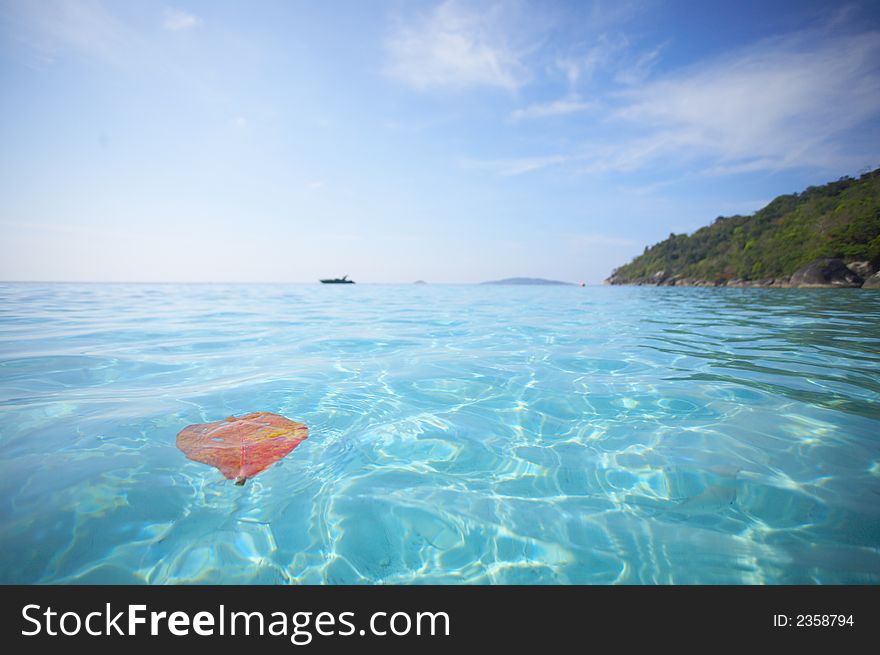 Tropical island beach at the blue water