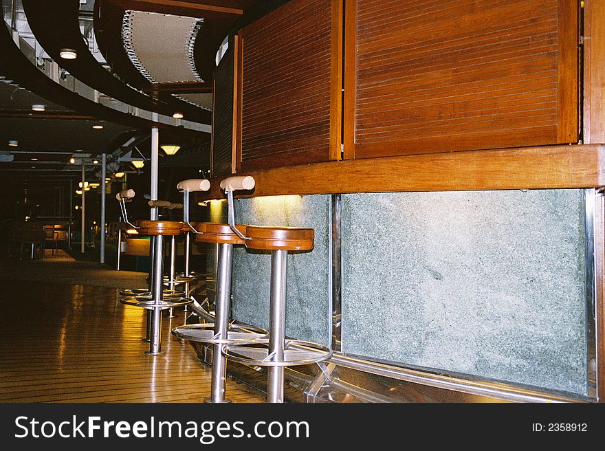 Cruise ship bar after it has closed. Cruise ship bar after it has closed