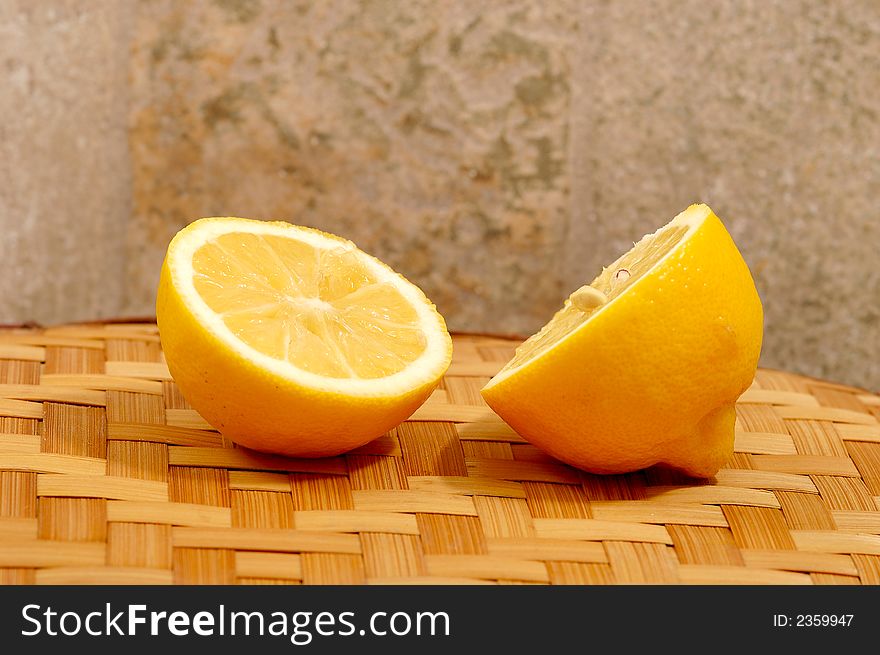 Lemon cutting in the middle. Lemon cutting in the middle