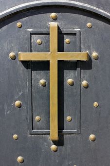 Holy Cross On The Old Door Stock Photos Holy Cross On The Old Door Stock Photos