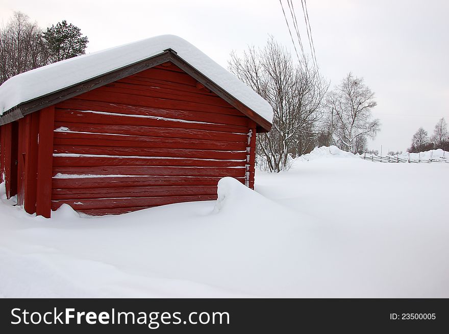 Typical red cottage in Sweden