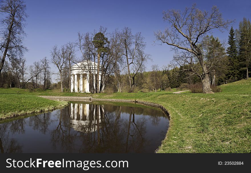 Rotunda with columns in spring