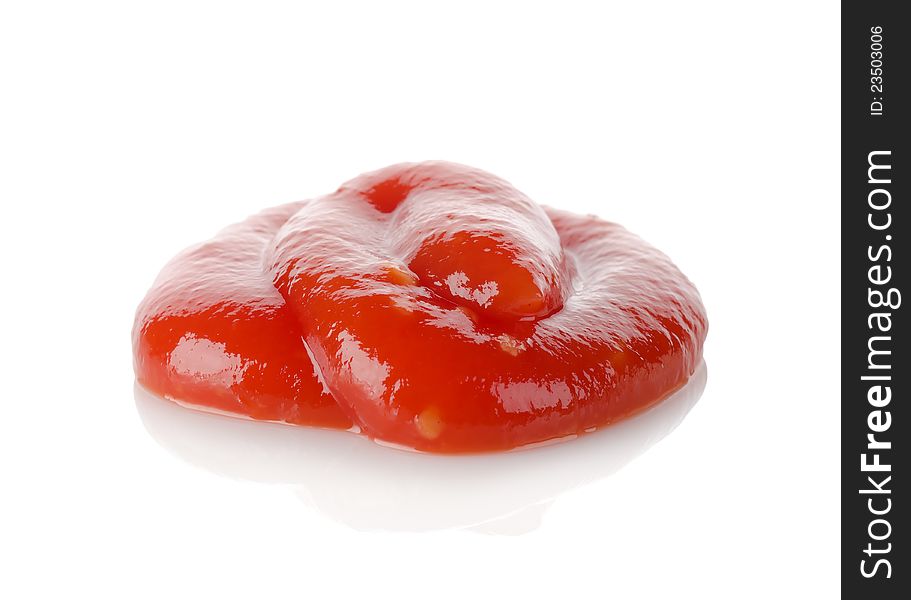 Tomato ketchup sauce isolated on a white background.