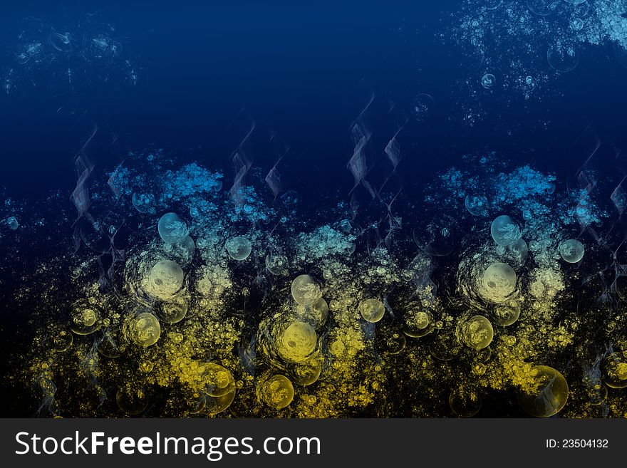 Abstract underwatter blue yellow bubble. Abstract underwatter blue yellow bubble