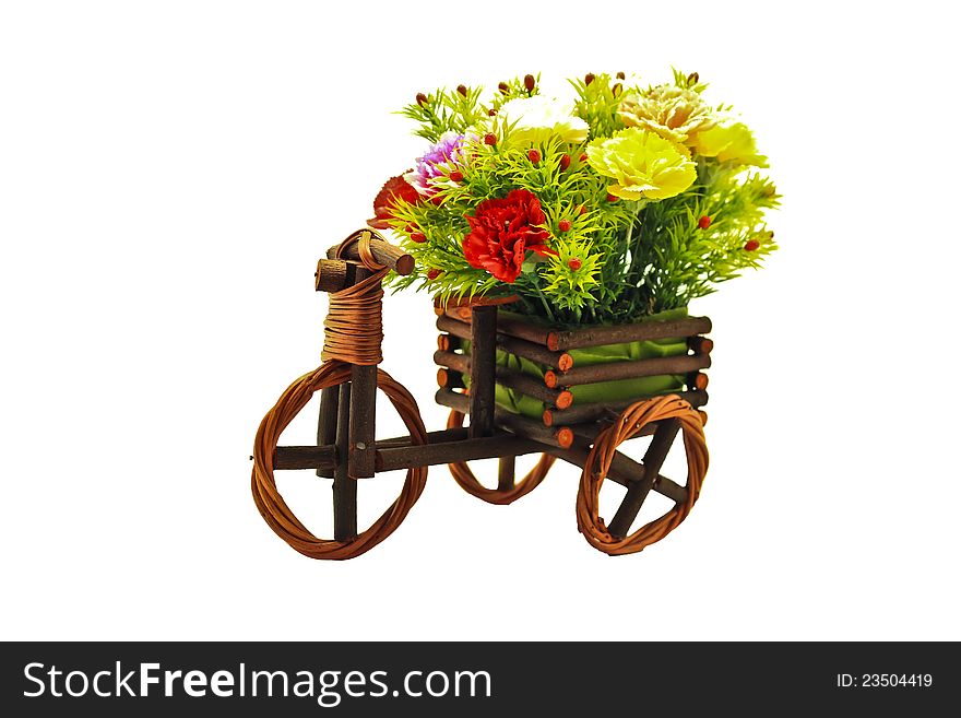 Flowers in pitcher on white background with clipping path. Flowers in pitcher on white background with clipping path