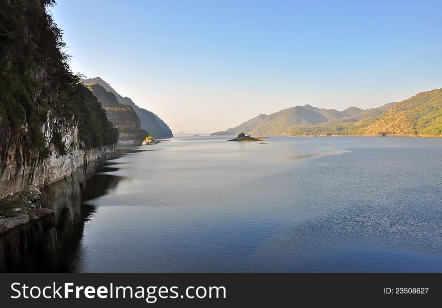 A big dam in kanchanaburi thailand. A big dam in kanchanaburi thailand