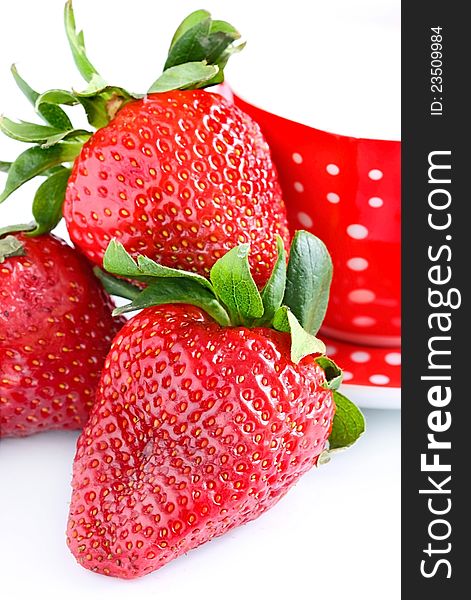 Fresh red strawberries isolated on white background
