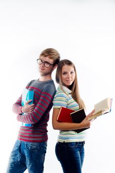 Male And Female Students Standing Back To Back Royalty Free Stock Images Male And Female Students Standing Back To Back Royalty Free Stock Images