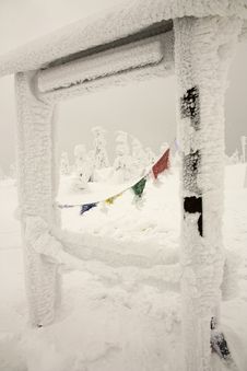 Flags In The Mountains Stock Photo