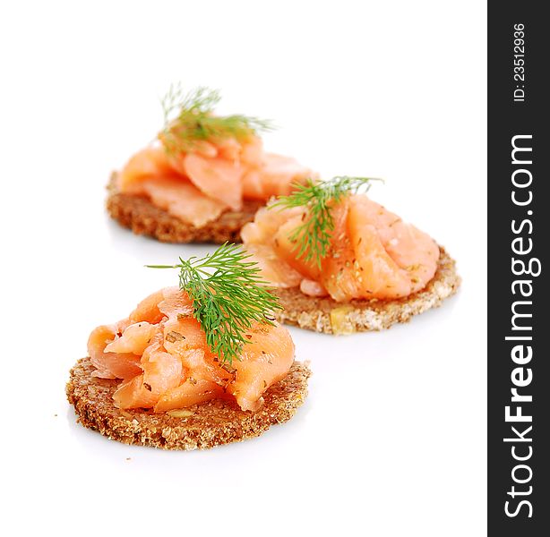 Delicious appetizers with salmon