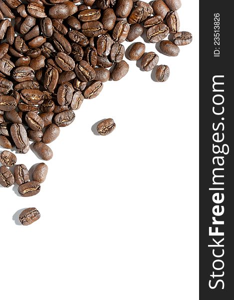 Coffe beans on the white background. Coffe beans on the white background