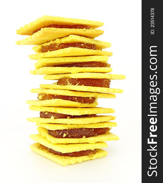 Stack of biscuit, pineapple jam