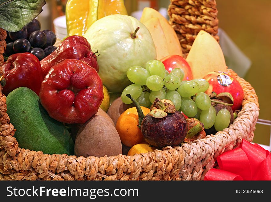 Variety of Tropical Exotic fruits basket. Variety of Tropical Exotic fruits basket