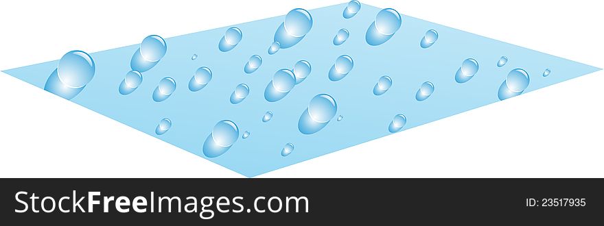 Aquatic drops, represented on the surface of blue color. Aquatic drops, represented on the surface of blue color