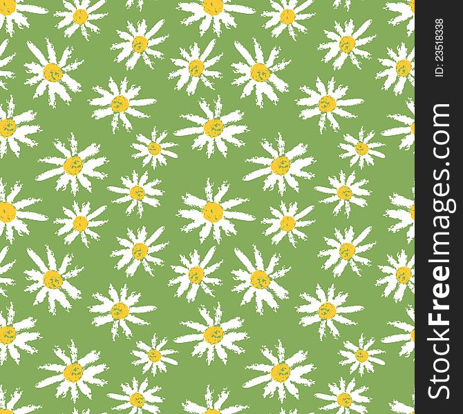 Camomille Flowers Seamless Pattern