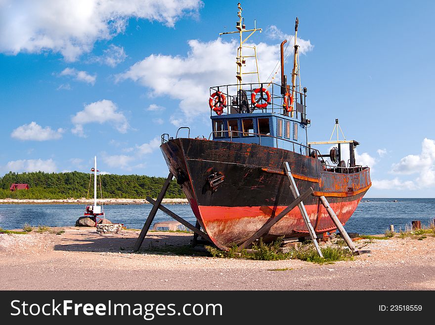 Old fishing boat, Hiiumaa island, Estonia. Old fishing boat, Hiiumaa island, Estonia