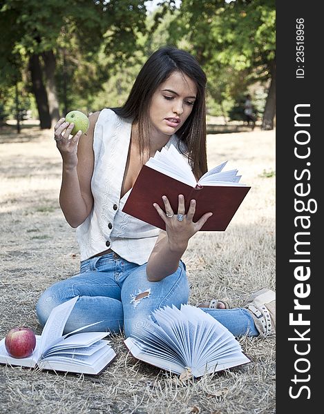 Young woman photographed in park. Young woman photographed in park