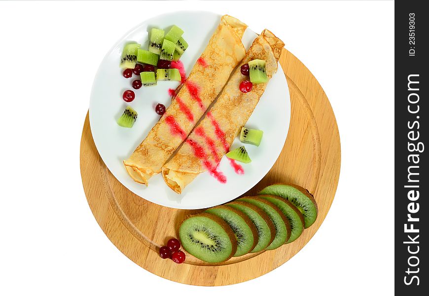 Pancake with cranberry and kiwi II