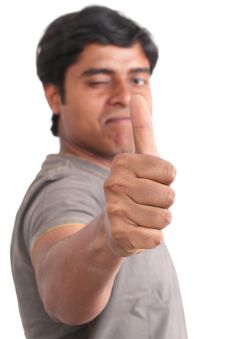 Portrait Of Happy Young Indian Giving Thumbs Up Stock Images Portrait Of Happy Young Indian Giving Thumbs Up Stock Images