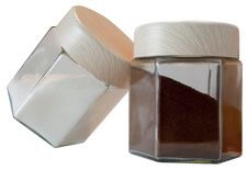 Two Glass Jars With Coffee And Sugar Stock Image Two Glass Jars With Coffee And Sugar Stock Image