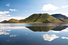 Mountains Reflectng In The Lake, Clouds Stock Photo