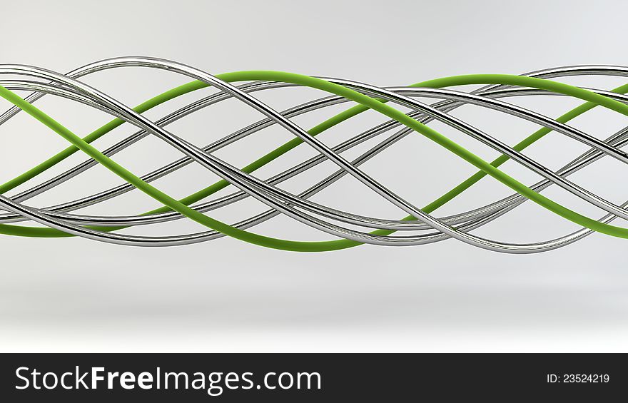 Twisting metal and plastic over neutral background. Twisting metal and plastic over neutral background