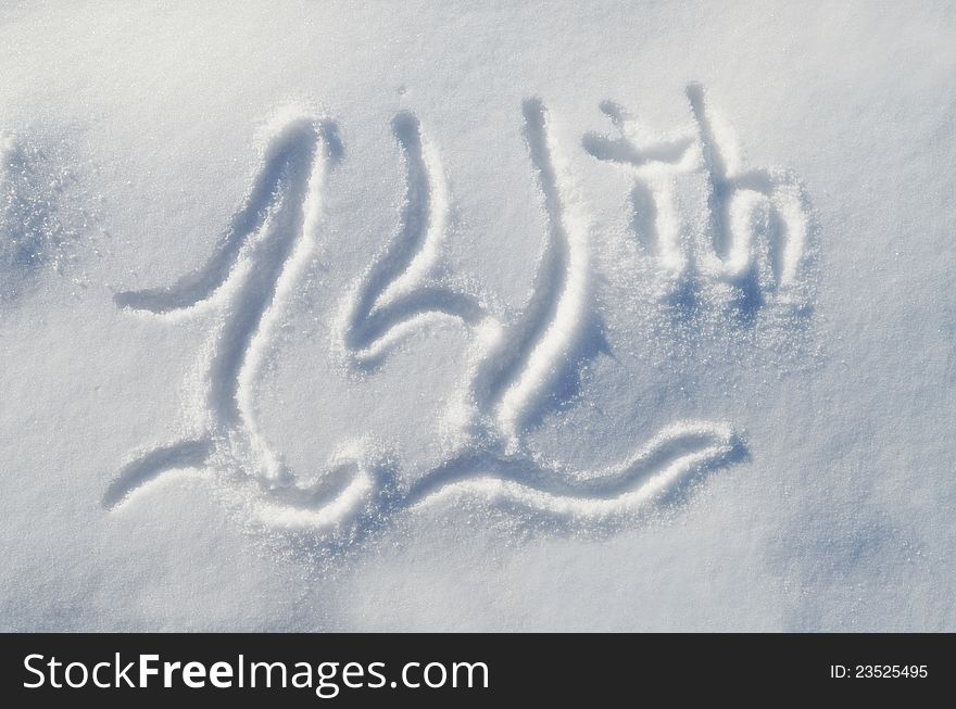 Stylized 14th drawn on the snow