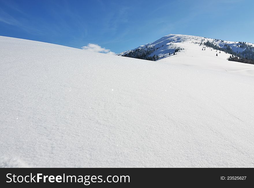 Beautiful snow-capped in mountains