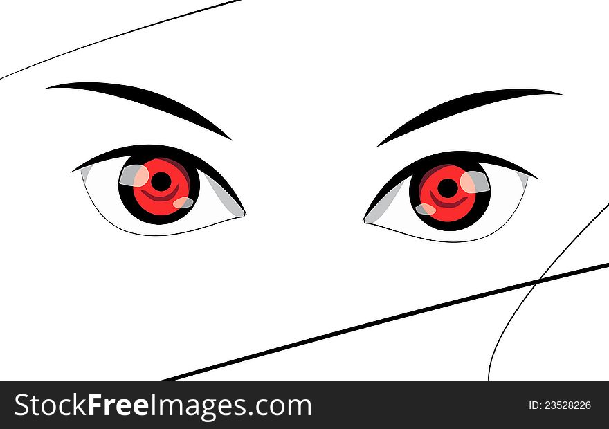 Vector illustration of red eyes. Vector illustration of red eyes