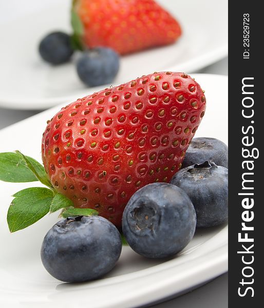 Fresh strawberries and blueberries