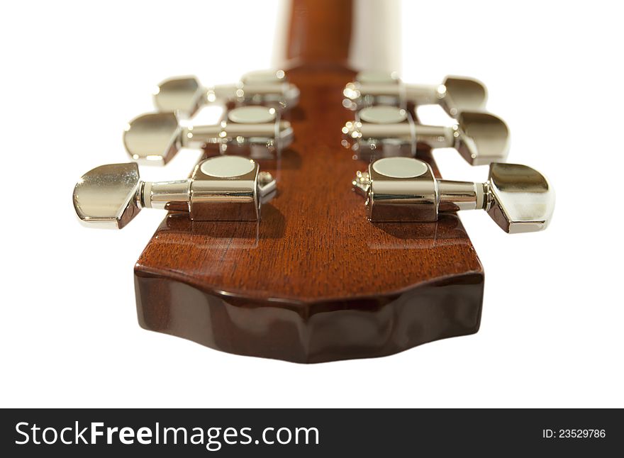 Guitar of headstock on a white background