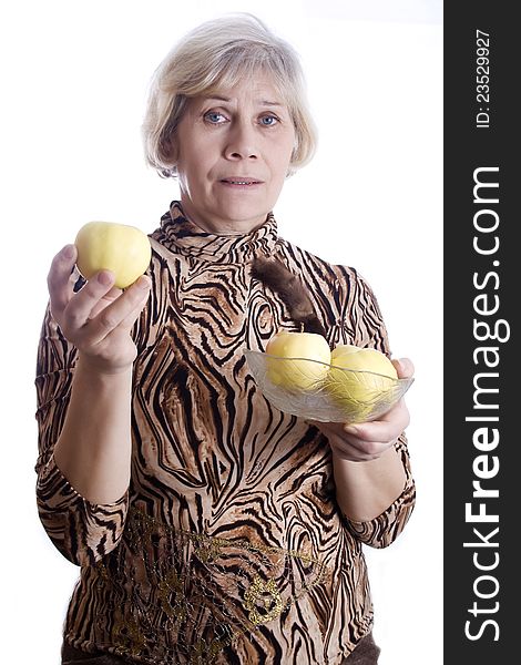 Senior Woman Holding Fruits