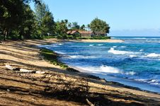 Kauai Hawaii Pacific Ocean Beach Scene, Stock Images