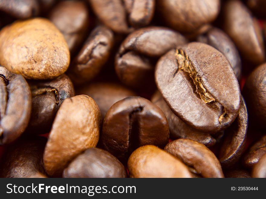 Coffee beans background close up