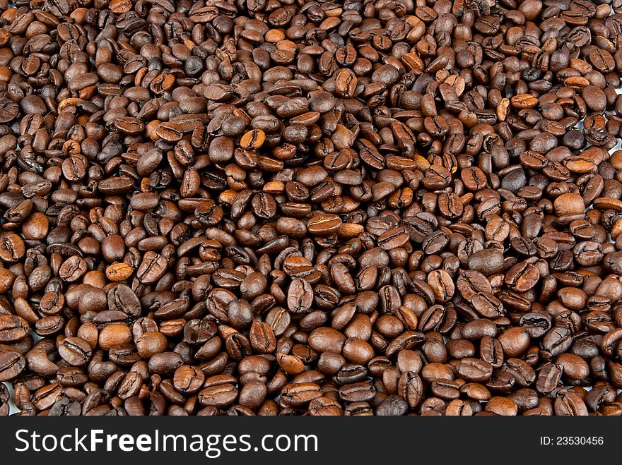 Coffee beans Scattered, fried thoroughly