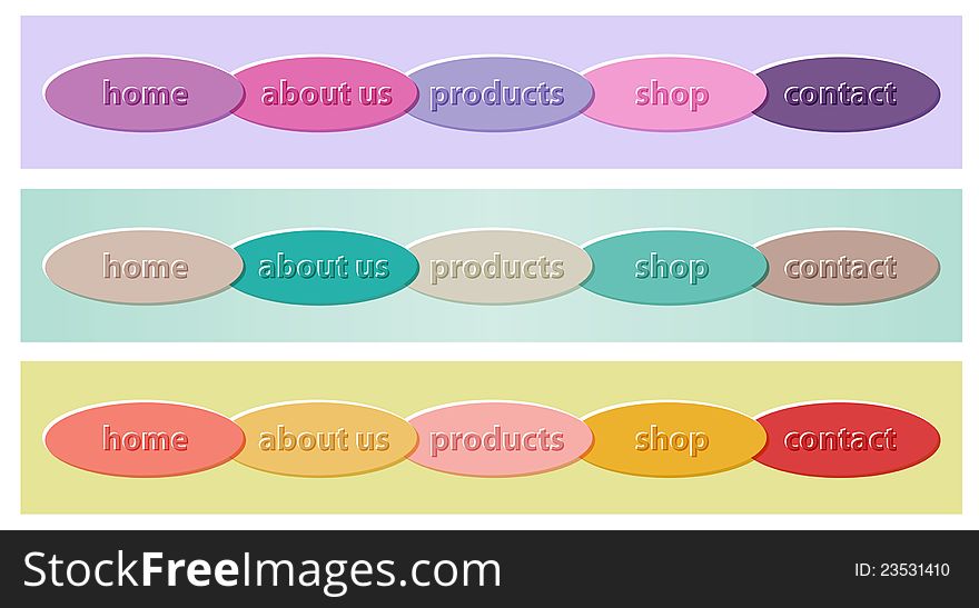 Set of colorful buttons for internet page