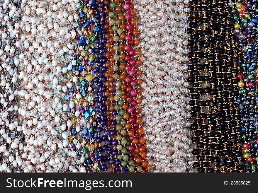 Colorful beads on display for sale