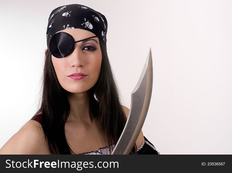 A pirate woman with her blade. A pirate woman with her blade