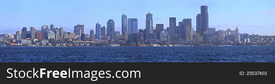 Seattle skyline panorama, Washington state. Seattle skyline panorama, Washington state.