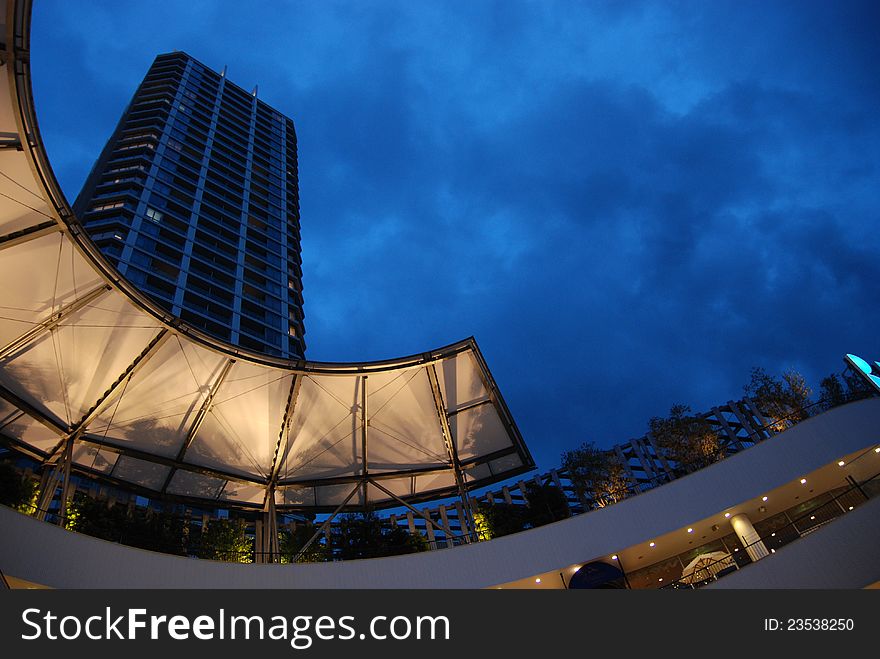 Modern hotel building at night. Modern hotel building at night